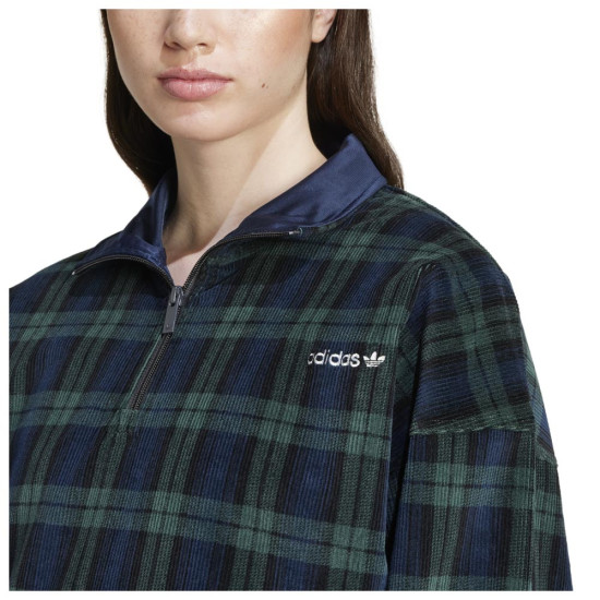 Adidas Γυναικείο φούτερ Corduroy Tartan Half-Zip Track Top